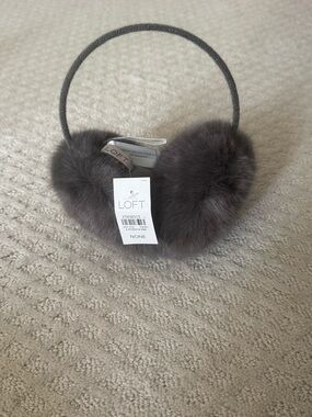 LOFT Dark Gray Faux Fur Earmuffs
